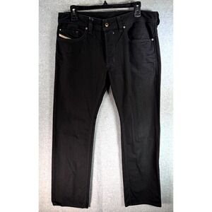 Diesel Safado Straight Jeans Mens 32 Black Denim Low Rise 5-Pocket Button-Fly